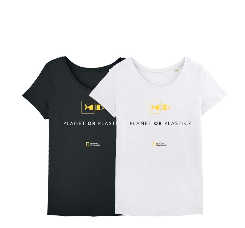 Damen T-Shirt Planet or Plastic by National Geographic - Schwarz