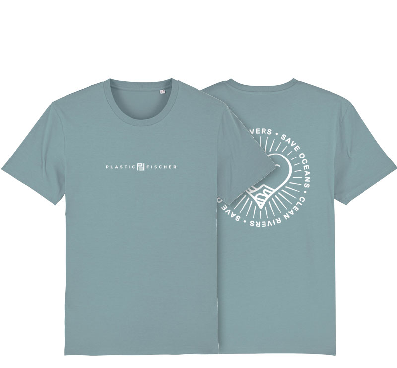 Herren T-Shirt Clean Rivers Save Oceans by Plastic Fischer - Blue