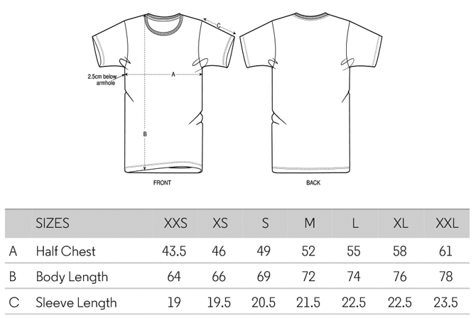 Stanley/Stella Creator Sizechart
