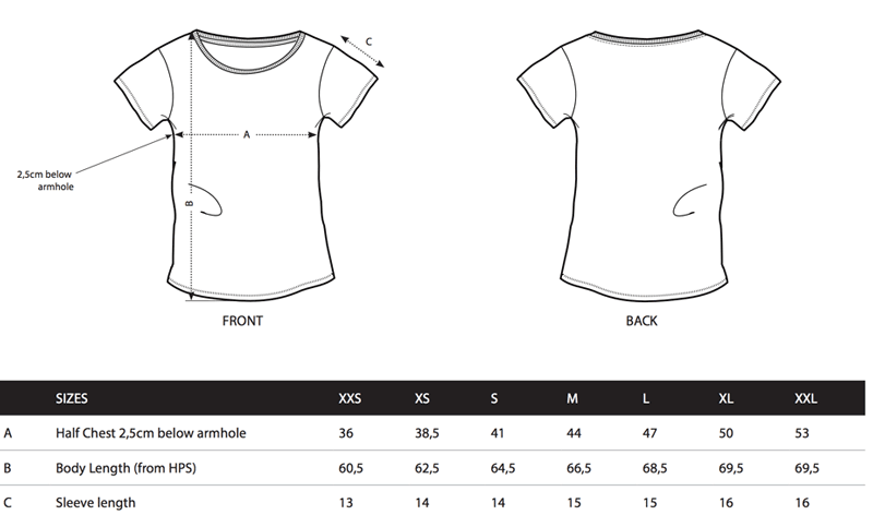 Stanley/Stella Sizechart